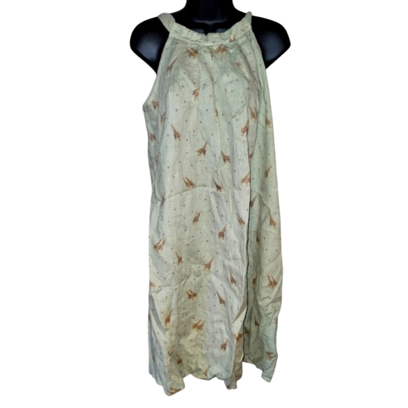 Bellambra Dresses & Skirts - Bellambra pale green dress with giraffes, linen, size large new